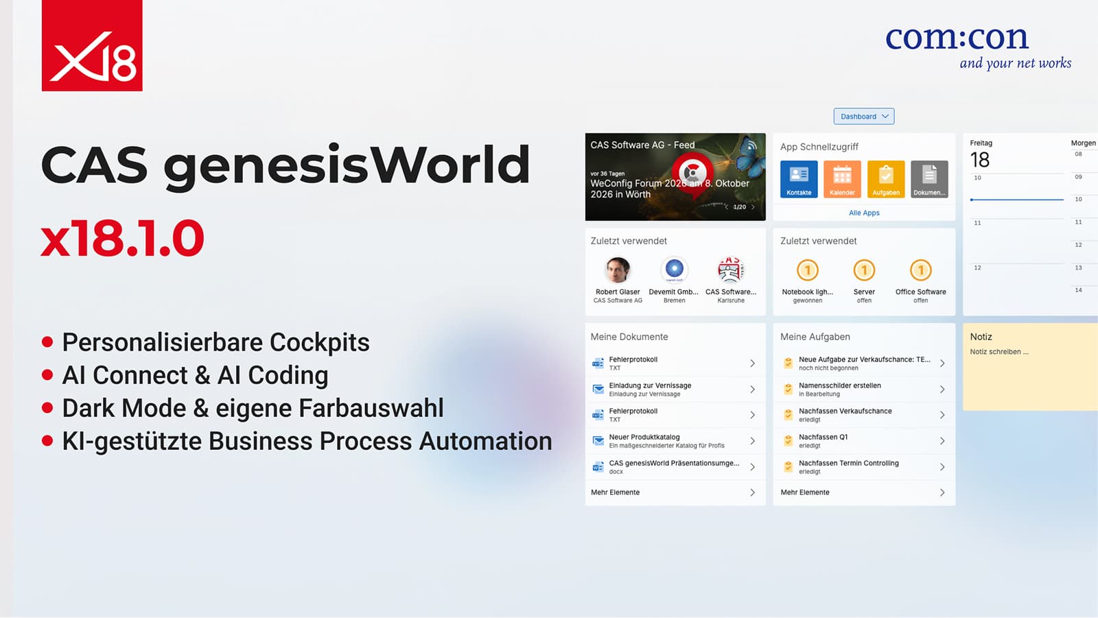 CAS genesisWorld Version x18 freigegeben